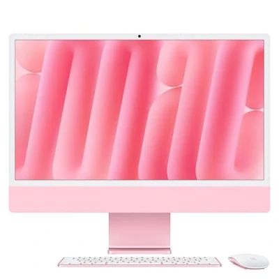 Abbildung von Apple iMac All in One Desktop Computer mit M4 Chip 8 Core CPU und GPU: 24&quot; Retina Display, 16 GB gemeinsamer Arbeitsspeicher, 256 SSD Speicher, passendes Zubehör; Rosé