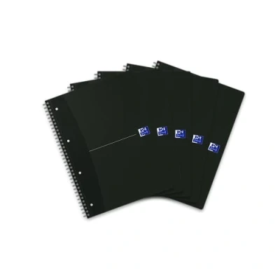 Abbildung von Oxford Collegeblock A4, kar lie, kariert/liniert, 140 Seiten, smart black/schwarz, 5 Stück