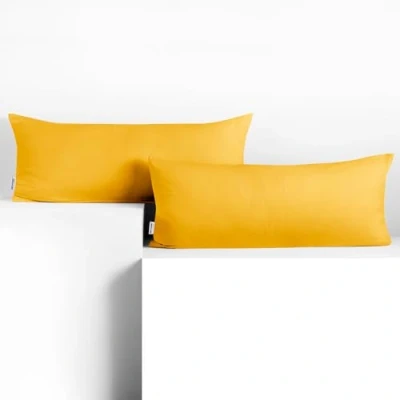 Abbildung von DecoKing 2 Kissenbezüge 40x120 cm Jersey 100% gekämmte Baumwolle Reißverschluss gelb Amber