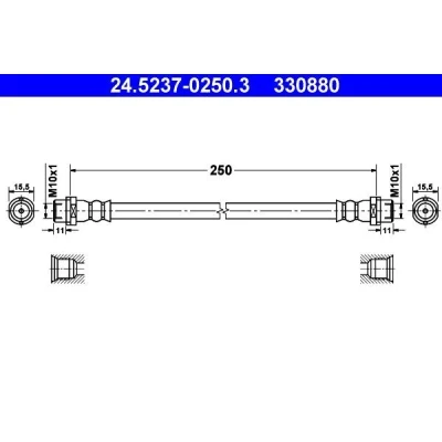 Abbildung von ATE 24.5237 0250.3 Bremsschläuche 250 VOLKSWAGEN: Transporter 5 Bus, Multivan (7HM,