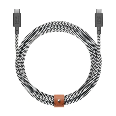 Abbildung von Native Union Belt Cable XL Type C 100W USB zu 10ft / 3m Ultra starkes Ladekabel mit Kabelbinder Kompatibel iPhone 16, MacBook Pro 14&quot;/16&quot; M4, Air 13&quot;/15&quot; M3, Surface Go 3 (Zebra)