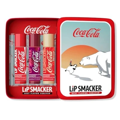 Abbildung von Lip Smacker Balm Tin Trio, 3 teiliges Geschenkset für Kinder, Coca Cola Edition, mit Rizinusöl, Feuchtigkeitsspendend und Leicht Aufzutragen,