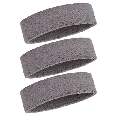 Abbildung von ONUPGO Schweißband Stirnband für Männer &amp; Frauen 3PCS Sports Stirnbänder Feuchtigkeitstransport Athletic Cotton Terry Cloth Schweißabsorbierende Kopfband (3 Grey)