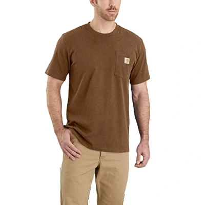 Abbildung von Carhartt, Herren, K87 Lockeres, schweres, kurzärmliges T Shirt mit Tasche, Geölte Walnuss meliert, S