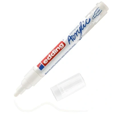 Abbildung von edding 5100 Acrylmarker medium weiß 1 Acrylstift wasserfest mittlere Rundspitze 2 3 mm Acryl Farben zum Malen auf Leinwand, Malpapier und Holz Acrylstifte für Steine