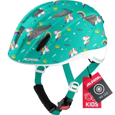 Abbildung von ALPINA XIMO FLASH Beleuchteter, Reflektierender, Leichter &amp; Anpassbarer LED Fahrradhelm Für Kinder, unicorn gloss, 47 51 cm