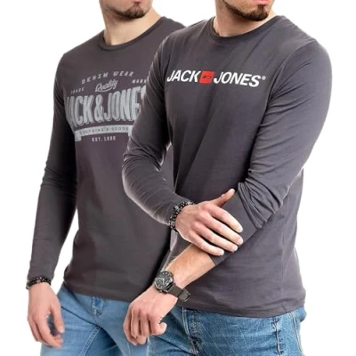 Abbildung von JACK &amp; JONES Herren Langarmshirt aus Baumwolle Longsleeve Männer (LS Nala Asphalt+Corp Asphalt) M