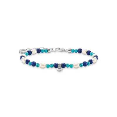 Abbildung von Thomas Sabo Armband mit blauen Steinen und Perlen 925 Sterlingsilber A2064 775 7