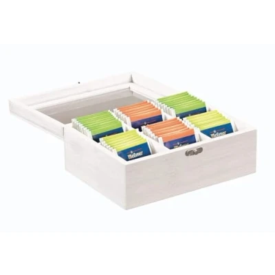 Abbildung von Kesper Teebox, Material: FSC® zertifizierter Bambus, Maße: 21,5 x 16 9 cm, Farbe: Cremeweiß 57902