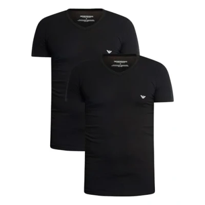 Abbildung von Emporio Armani Underwear Men&#039;s 2 Pack V Neck T Shirt, Black/Black, L
