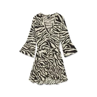 Abbildung von Vero Moda Tunikakleid »VMMELBA 3/4 SHORT BELT DRESS WVN GA NOOS«, mit Volant und Taillen Bindegürtel