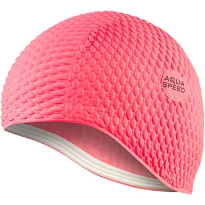Abbildung von Aqua Speed Womens Swimming Cap Badehaube Damen Mädchen Badekappe Lange Haare wasserdicht Latex Schwimmkappe rosa Waterproof Swim Women Schwimmmütze reißfest pink 03 Bombastic