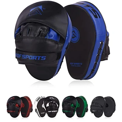 Abbildung von AQF Pratzen Boxen Rex Leder Handpratzen, Boxpads, Kampfsport Self Defense Trainerpratzen Schlagpolster, Haken &amp; Stoß Handschuhe Focus Pads Kickboxen, Taekwondo, Muay Thai Training (Blau)