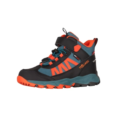 Abbildung von Trollkids Tronfjell Hikingschuh für Kinder, Größe: 30, Stormy blue/flame orange/black Lederimitat/textil