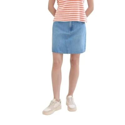 Abbildung von TOM Tailor denim Alinienrock, Damen, Größe: Small, Used light stone blue
