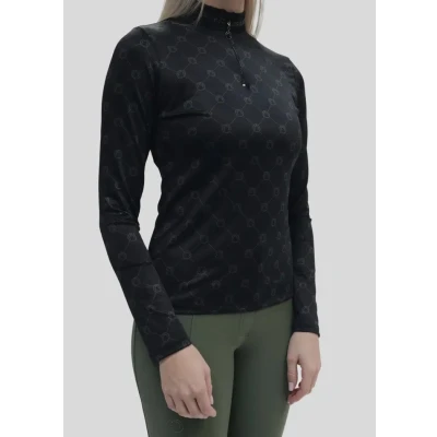 Abbildung von Montar Shirt MoAvina Monogram Caviar Crystal Deco Lange Ärmel Schwarz