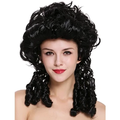 Abbildung von WIG ME UP DH1009 ZA103 Perücke Damen Karneval Barock Renaissance Romantik Spiral Hofdame Locken toupiert Schwarz Länge: ca. 40 cm
