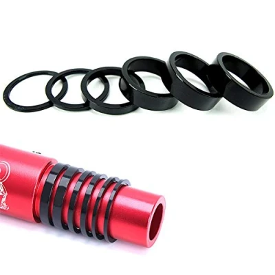 Abbildung von CYSKY Fahrrad Headset Spacer 6 Stücke Aluminium MTB Rennrad Stem Ohne Gewinde Kit für 1 1/8 Zoll Stamm 2mm 3mm 5mm 10mm x 3 (Schwarz)