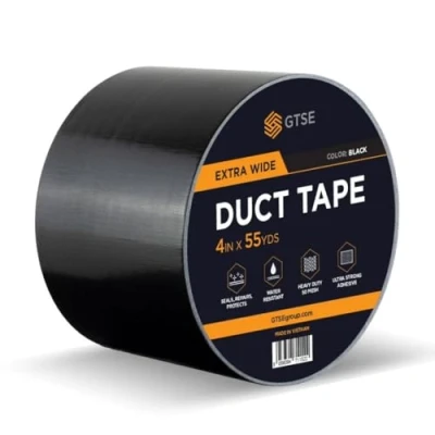 Abbildung von GTSE Gewebeband Schwarz 100 mm x 50 m strapazierfähiges Panzerband wasserdichtes Klebeband zum Reparieren, Befestigen, Bündeln, Verstärken und Abdichten 1 Rolle