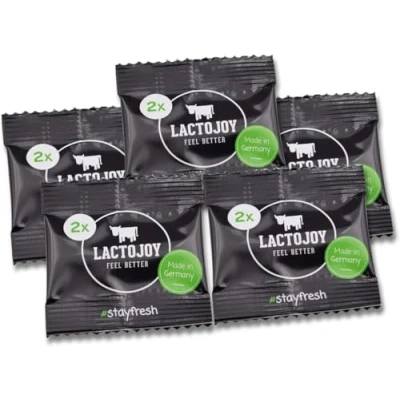 Abbildung von LactoJoy Laktasepillen 14.500 FCC I Probe Paket mit 5 Beuteln à 2 Stück Leistungsstarke Laktase Enzyme bei Laktoseintoleranz für eine verbesserte Verdauung Ohne Siliciumdioxid