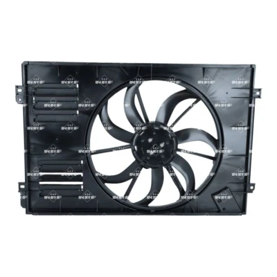 Abbildung von NRF 47925 Lüfter 410 12 300 mit Kühlerlüfterrahmen (Zarge), bürstenloser Motor VOLKSWAGEN: Golf 5, Touran I, Caddy 3, AUDI: A3 Hatchback, Sportback