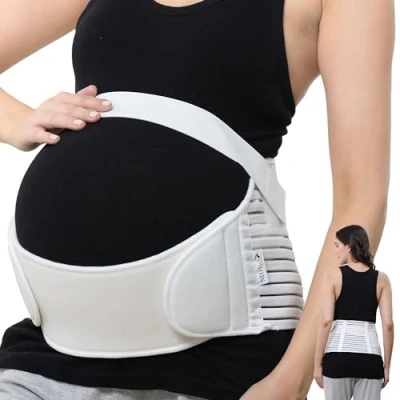 Abbildung von NEOtech Care Bauchgurt für die Schwangerschaft stützt Taille, Rücken &amp; Bauch Schwangerschaftsgurt (Elfenbein, XL)