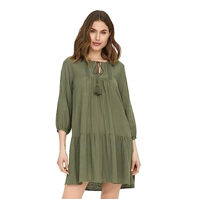 Abbildung von ONLY Spitzenverziertes Freizeitkleid, Damen, Größe: Large, Khaki