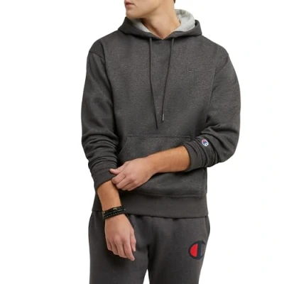 Abbildung von Champion Herren, Powerblend, Fleece Comfortable Hoodie, Sweatshirt for Men (Reg. Or Big &amp; Tall) Kapuzenpullover, Granite Heather C Logo, Large