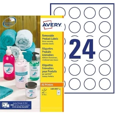 Abbildung von Avery Etiketten, rund, ablösbar