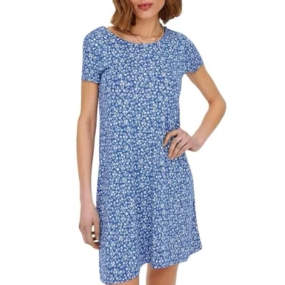 Abbildung von ONLY Damen Lockeres Shirtkleid Mini Basic Kurzarm Sommer Dress Rücken Ausschnitt Schnürung ONLBERA, Farben:Blau, Größe:XS