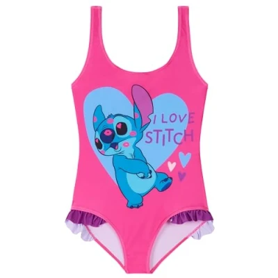 Abbildung von Disney Badeanzug Mädchen, Einteiliger Schwimmanzug Badekleidung Geschenke für Mädchen (Rosa Stitch, 11 12 Jahre)