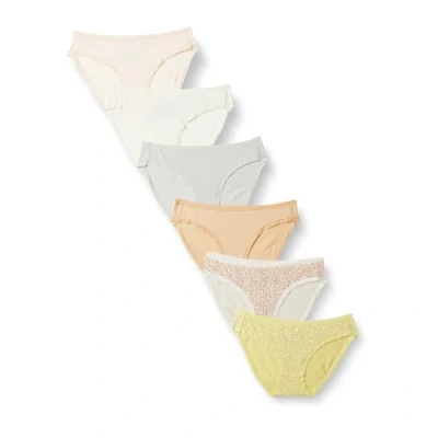 Abbildung von Amazon Essentials Damen Bikinihose aus Baumwolle (in Übergröße erhältlich), 6er Pack, Mehrfarbig/Punkte/Streublumen, 42