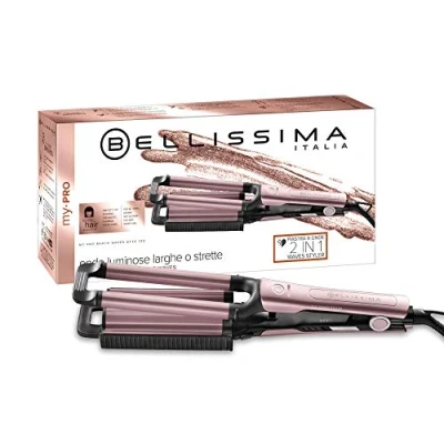 Abbildung von Bellissima Imetec My Pro Beach Waves GT20 100 glätteisen, Haarglätter für Wellen &amp;Locken mit Natureffekt,3 Temperatureinstellungen die optimale Schonung des Haars,doppelter Lockenstab