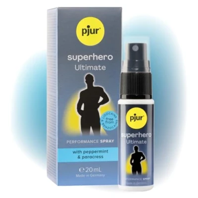 Abbildung von pjur superhero Ultimate (20ml) unser stärkstes Verzögerungsspray für Männer mit 6 fach Wirkstoffkomplex legendäre Performance