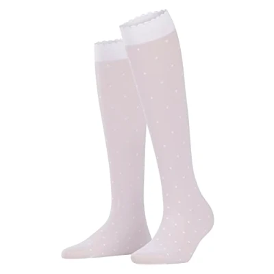 Abbildung von FALKE Damen Dot 15 DEN W KH transparent Gemustert 1 Paar Kniestrümpfe, Weiß (White 2209), 35 38