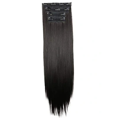 Abbildung von CAISHA XXL 60cm 4 Teile Set CLIP IN EXTENSIONS Haarverlängerung Haarteil Voluminös Glatt Schwarzbraun CES302