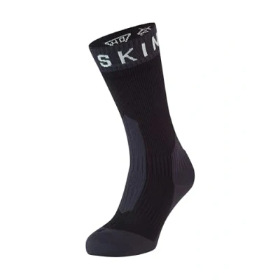 Abbildung von Sealskinz Unisex Extrem Kaltes Wasser Wasserdichte Socken Mittellang, Schwarz/Grau/Weiß, L
