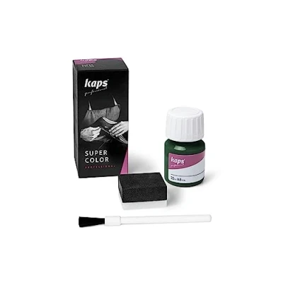Abbildung von Kaps Super Color Lederfarbe für Naturleder, Synthetik und Textil, Lederfärber, 25 ml, Dunkelgrün 133
