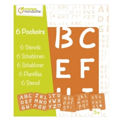 Abbildung von Avenue Mandarine 42450MD Set mit 6 Schablonen, 15 x cm, geeignet für Kinder ab 3 Jahren, Filz und Farbstifte, Farben oder Farbbomben, Buchstaben, 1