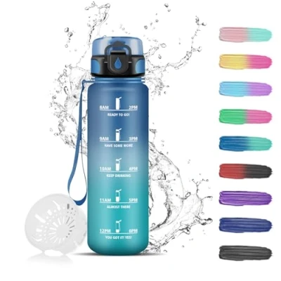 Abbildung von Trinkflasche Kinder, 500ml, Auslaufsicher mit Filter, Uhrzeit, Leicht zu Reinigen, für Kohlensäurehaltige Getränke, Schule, Camping, Fitness