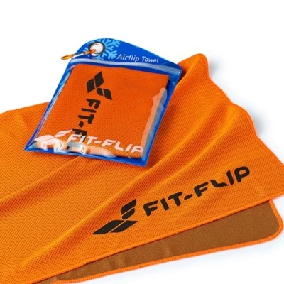 Abbildung von Fit Flip kühlendes Handtuch als Cooling Towel und mikrofaser Kühltuch Sporthandtuch Airflip für Fitness Sport Ice Kühlhandtuch (orange, 100x30cm)