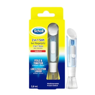 Abbildung von Scholl 2 in 1 Stift bei Nagelpilz Innovatives System zur effektiven Behandlung von und Pilzinfektionen. Wirksamkeit klinisch bestätigt