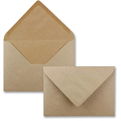 Abbildung von 100x Briefumschläge B6 17,6 x 12,5 cm Kraftpapier Nassklebung mit spitzer Klappe 120 g/m² Für Hochzeit, Gruß Karten, Einladungen