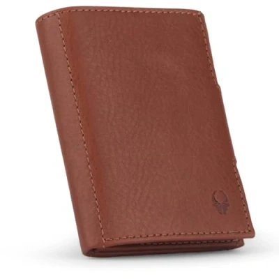 Abbildung von DONBOLSO Wallet NextGen Leder Slim mit Münzfach Geldbeutel RFID Schutz Kartenetui bis 11 Karten Mini Portemonnaie für Herren und Damen Geldbörse Nappa Braun