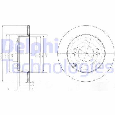 Abbildung von DELPHI BG4260 Bremsscheibe 275 10 5 voll geölt unbehandelt ohne Radlager, ABS Sensorring KIA: CARENS 3, 2