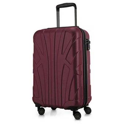 Abbildung von SUITLINE Handgepäck Hartschalen Koffer Trolley Rollkoffer Reisekoffer, TSA, 55 cm, ca. 34 Liter, 100% ABS Matt, Burgund