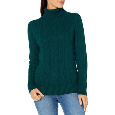 Abbildung von Amazon Essentials Damen Leichter Rollkragenpullover Mit Zopfmuster (Erhältlich In Übergröße), Tannengrün, S
