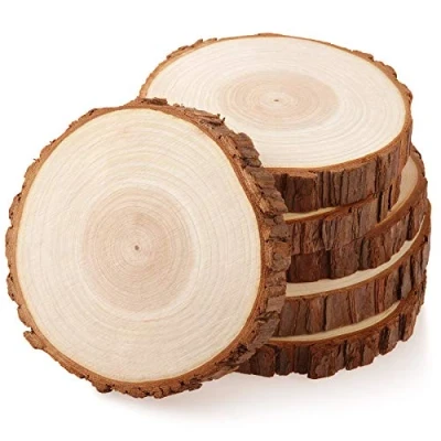 Abbildung von Fuyit Holzscheiben 6 Stücke Holz Log Scheiben 15 16 cm Unvollendete Holzkreise Ungebohrte ohne Loch für DIY Handwerk Hochzeit Mittelstücke Weihnachten Dekoration Baumscheibe