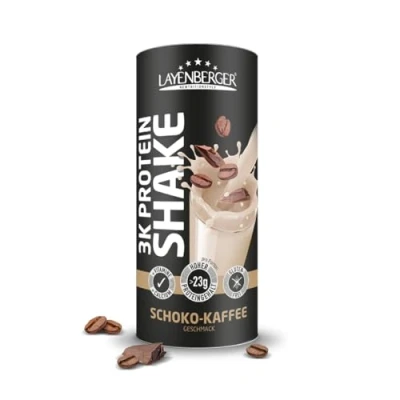 Abbildung von Layenberger 3K Protein Shake 75 % Eiweiß und nur 4,5 Kohlenhydrate bei 6,8 g Zucker, (1x 360 g) Schoko Kaffee