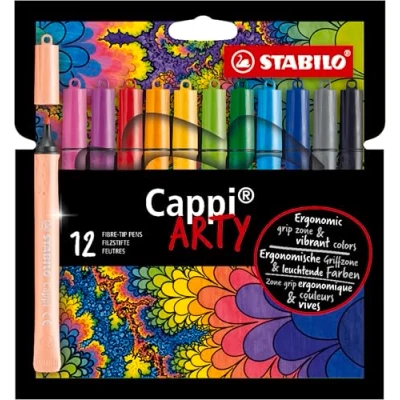 Abbildung von Filzstift mit Kappenring STABILO Cappi ARTY 12er Pack 12 verschiedenen Farben